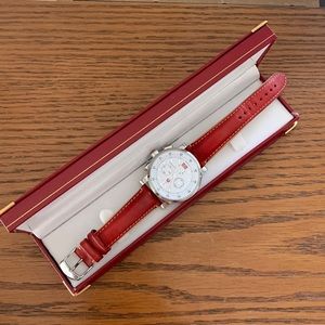 Michele watch, unisex, red 9” L x 1.5 W x .25 H